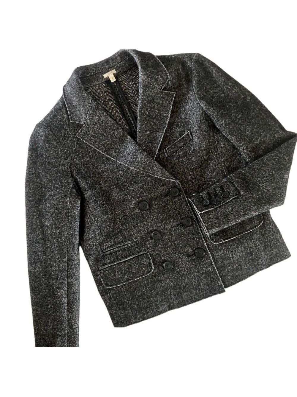 J. Crew Double-Breasted Blazer classic chic black and white tweed women’s size 2